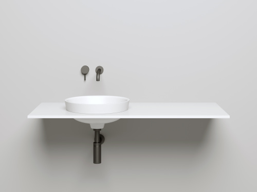 Раковина из искусственного камня Salini MAREA 1802203M 42х42 полувстраиваемая цвет белый без отверстий под смеситель - фото 2